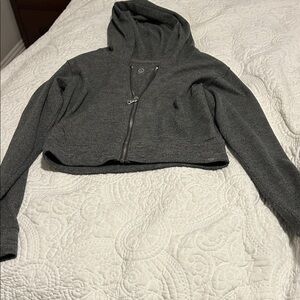 Gilly Hicks Charcoal Zip-Up Jacket Crop